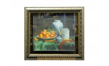 ภาพสีน้ำมัน-กรอบไม้พลาสติก 2 ชั้น-ปูกํามะหยี่สีดำพร้อมขอบสีทอง